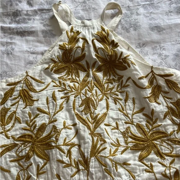 Vanessa Virginia embroidered linen crop with delicate button detail top US 10 - Picture 9 of 14